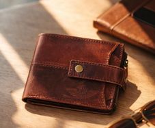Unisex Genuine Leather Wallet RFID Blocking Trifold Wallet with Zipper & Coin Pocket