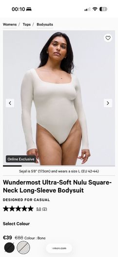 Lululemon Wundermost Ultra-Soft Nulu Square-Neck Long-Sleeve Bodysuit XS