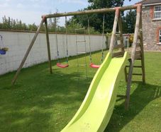 Wooden slide and swing set
