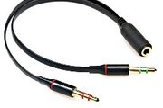 Universal Dual Male Splitter 3.5mm Female to 2 Dual 3.5mm Male Stereo Headset Jack Black