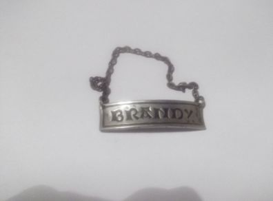 a antique decanter label for brandy nickel silver
