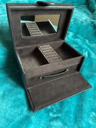 John Rocha dark brown leather jewellery box