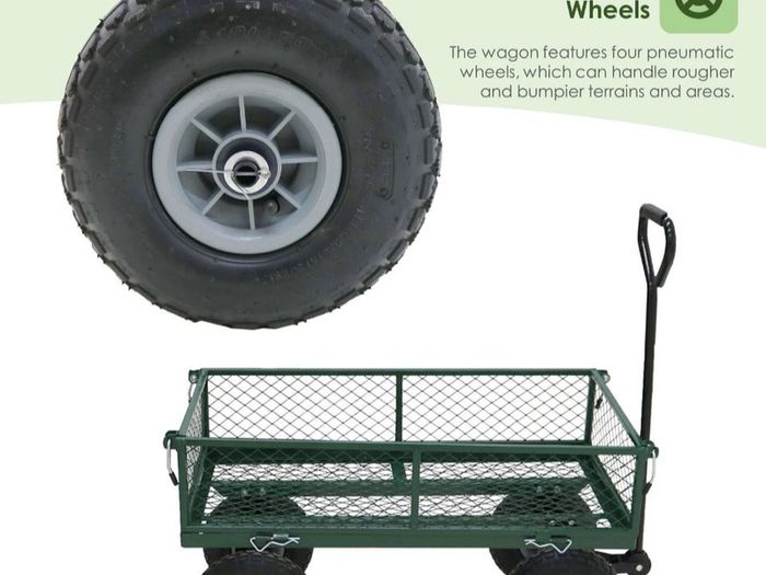 Heavy Duty Metal Green Garden Cart Utility Trolley NEW
