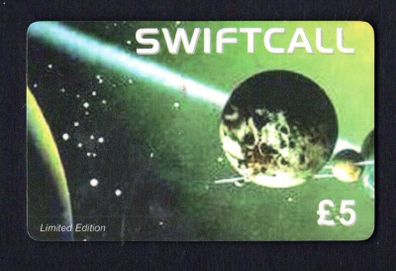 Ireland IR5 Swiftcall International Calling Card View of planet (possible Jupiter) from space Phonecard used