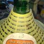 Very Large Old Italian 5Lt Wine Demijohn Green Glass Bottle in Basket, Postage Available, Image 3
