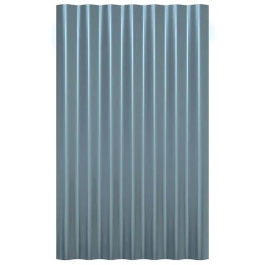 Roof Panels 12 pcs Galvanised Steel Grey 60x36 cm