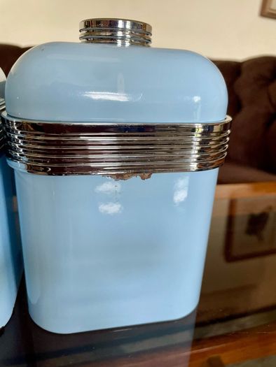 3 Swan Retro Enamel Airtight Storage Containers Powder Blue 1 litre