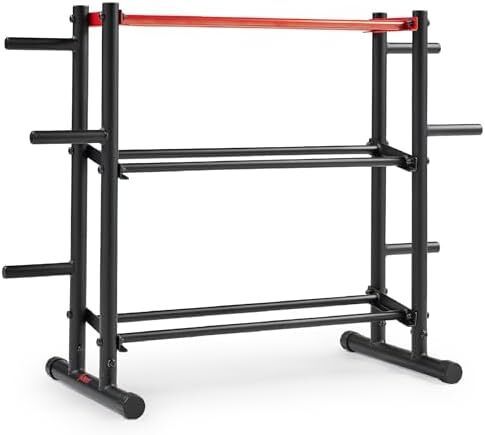 Health & Fitness Multi-Weight Storage Rack Stand for Dumbbells, Kettlebells, Olympic Weight Plates, Barbell and Medicine Ball, Heavy Duty Metal Strength Training Stand for Home Gym