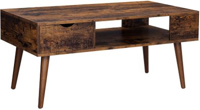 _Coffee Table with Storage Drawer, Open Compartment for Living Room, Dining Room, 100 x 50 x 45 cm Vintage Brown