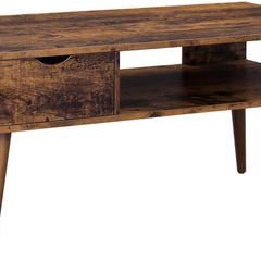 Coffee Table with Storage Drawer, Open Compartment for Living Room, Dining Room, 100 x 50 x 45 cm Vintage Brown
