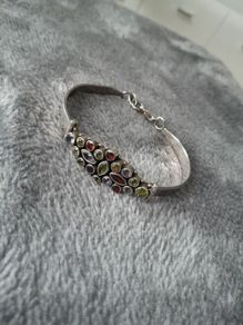 vintage solid silver bracelet with mix stones