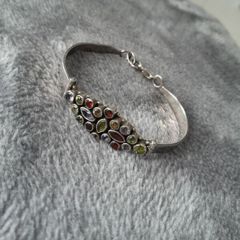 vintage solid silver bracelet with mix stones
