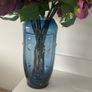 Blue Glass Face Vase & Peony Roses Image 4