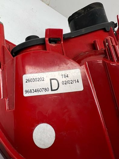 Peugeot 3008 2014 26030202 Right Driver Side Rear Tail Light  9683460780 A2l16b22s