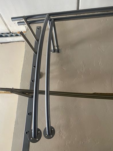 Wall mounted railings with glass shelf top