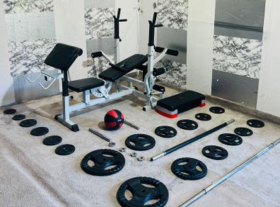 New Condition Life Time Weights Bench Bar & More