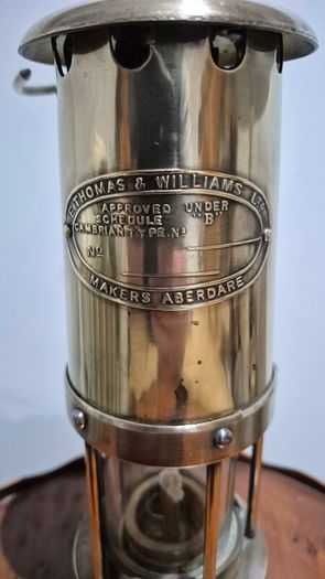 Vintage E. Thomas & Williams Brass Cambrian Miner's Safety Lamp