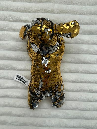 Sequin Collection Dog Plush Gold & Silver Reversible Sparkle Soft lying Used Please look at the pictures