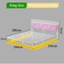 King Size Bed Frame 150x200cm, Floating Upholstered Platform Bed with LED Lights & USB Charging, 5ft Heavy Duty Metal Bed Frame with Headboard Storage, Noise-Free, No Box Spring Needed, Pink Image 8