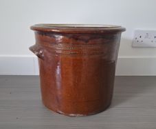 Large antique glazed French pot Saloir planter