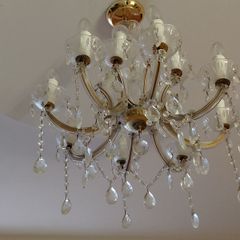 Chandelier 12 arm made with SWAROVSKI crystals color gold
