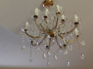 Chandelier 12 arm made with SWAROVSKI crystals color gold