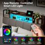 LED Double Bed Frame with Charging Station with Storage Upholstered Headboard 135x190cm Image 5