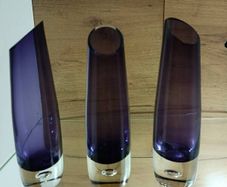 Set of 3 vintage Swedish style purple glass vases in the manner of Aseda Glassbruk designed by Bo Borgstrom.