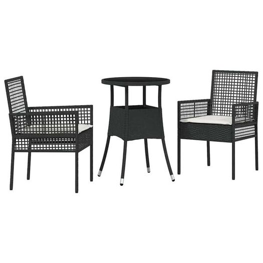 Garden Dining Set 3 pcs Black Poly rattan