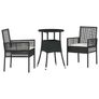 Garden Dining Set 3 pcs Black Poly rattan Image 2
