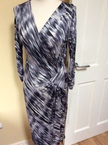 Ghost Dark Grey Print Wrap Dress - Size 10