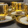 Gold Lustre white mini teacups and sauces by TK Thun Czechoslovakian Image 4