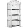 4 Tier Mini Greenhouse, Portable Small Green House with Roll-up Door, PE Cover, 70 x 50 x 160 cm, White Image 2