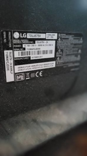 Lg Tv 70 Inch Model 70uj675v. Wall Mount Included