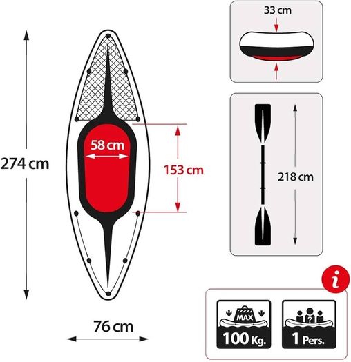 NEW SALE | Challenger Kayak, Man Inflatable Canoe with Aluminum Oars and Hand Pump