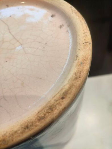 15" Early 20th Century Chinese Hand painted Cylinder Vase
