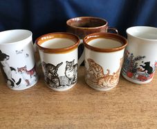 4 Cat Mug + 1 Kiln Craft Mug