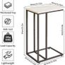 Set of 2 C Shaped End Table for Sofa, Bedside Table, Couch Table with Metal Frame for living Room, Bedroom, Balcony, White Faux Marble and Black Metal Frame Image 3