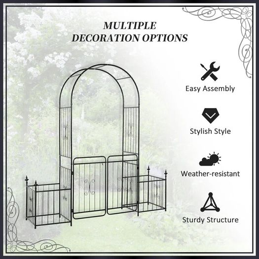 Metal Garden Arbor Arch with Double Doors