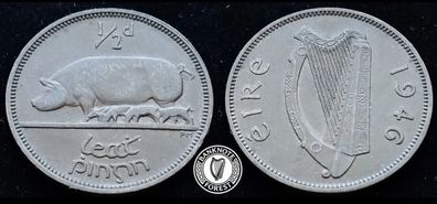 Ireland 1946 | Irish 1/2d | Irish Half Penny | Sow | KM.10