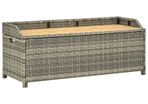 Garden Storage Bench 120 cm Poly Rattan Grey