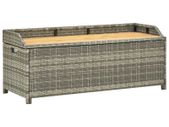 Garden Storage Bench 120 cm Poly Rattan Grey