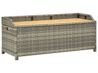 main image for ad Garden Storage Bench 120 cm Poly Rattan Grey
