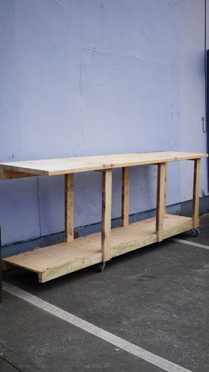 Large Pine Workbench on Castors