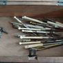 Antique set of architectural drawing instruments in original boxes plus extras in a lovely walnut wooden box Image 6