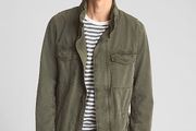 GAP Men Green Hidden Hood Military Jacket