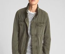 GAP Men Green Hidden Hood Military Jacket