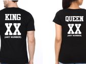 King Queen With Custom Numbers Couple Tees Tops T-shirts Great Gift Present For Valentines Day Idea