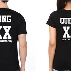 King Queen With Custom Numbers Couple Tees Tops T-shirts Great Gift Present For Valentines Day Idea