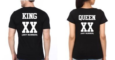 King Queen With Custom Numbers Couple Tees Tops T-shirts Great Gift Present For Valentines Day Idea